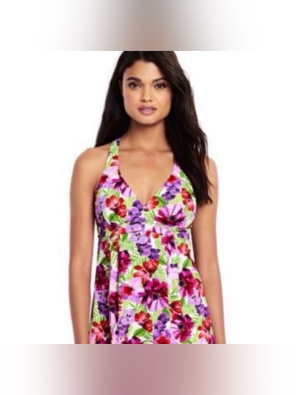 Lands' End V-Neck Racerback Flutter Tankini Top